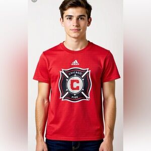 Adidas Chicago Fire MLS adidas Red Primary Logo T-Shirt Size 14T